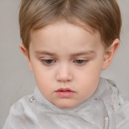 Neutral white child female with short  brown hair and grey eyes