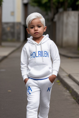 Honduran infant boy with  white hair