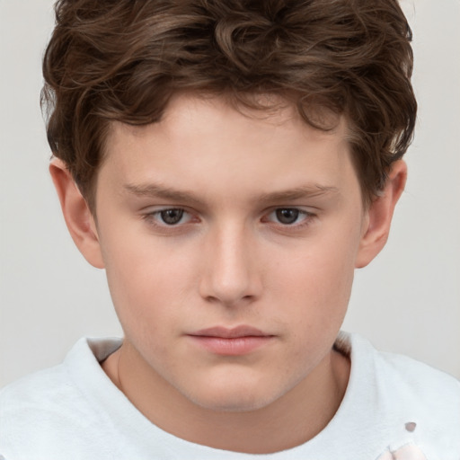 Neutral white child male with short  brown hair and brown eyes