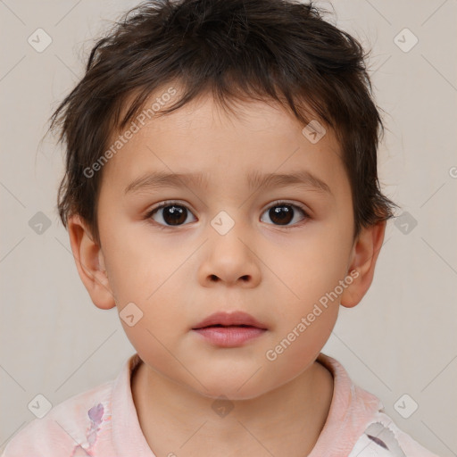 Neutral white child male with short  brown hair and brown eyes