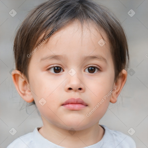 Neutral white child female with medium  brown hair and brown eyes