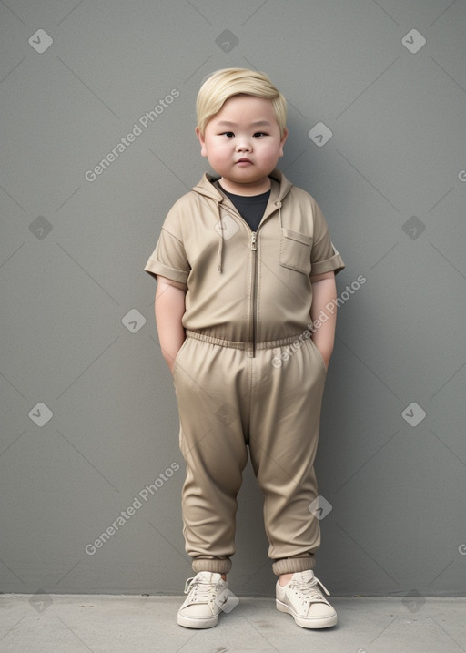 Taiwanese child boy with  blonde hair