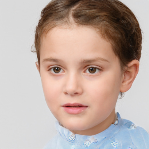 Neutral white child female with short  brown hair and brown eyes