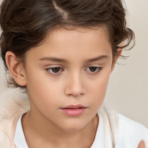 Neutral white child female with medium  brown hair and brown eyes