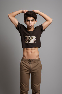 Arab teenager boy with  brown hair