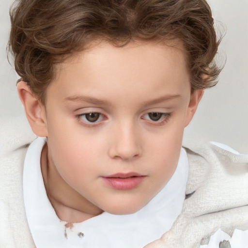 Neutral white child female with short  brown hair and brown eyes