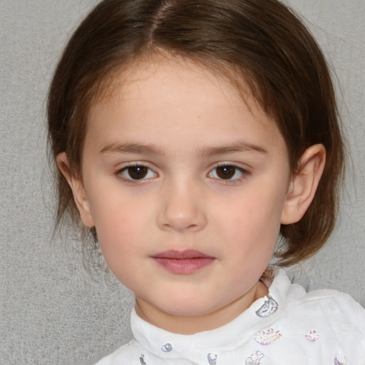 Neutral white child female with medium  brown hair and brown eyes