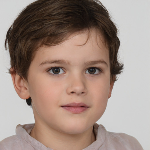 Neutral white child male with short  brown hair and brown eyes