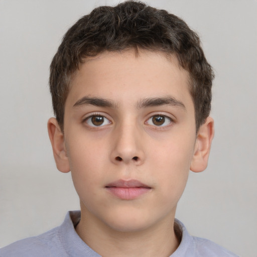 Neutral white child male with short  brown hair and brown eyes