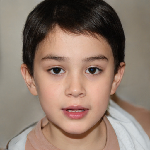 Neutral white child male with medium  brown hair and brown eyes