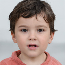 Neutral white child male with short  brown hair and brown eyes