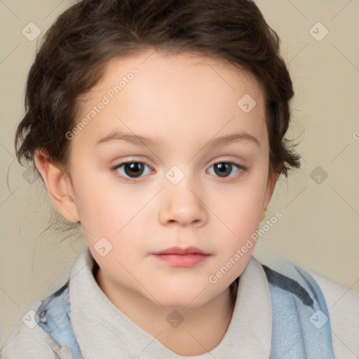 Neutral white child female with medium  brown hair and brown eyes