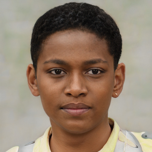Neutral black child male with short  brown hair and brown eyes