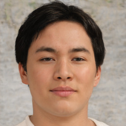 Neutral asian young-adult male with short  brown hair and brown eyes