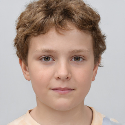 Neutral white child female with short  brown hair and brown eyes