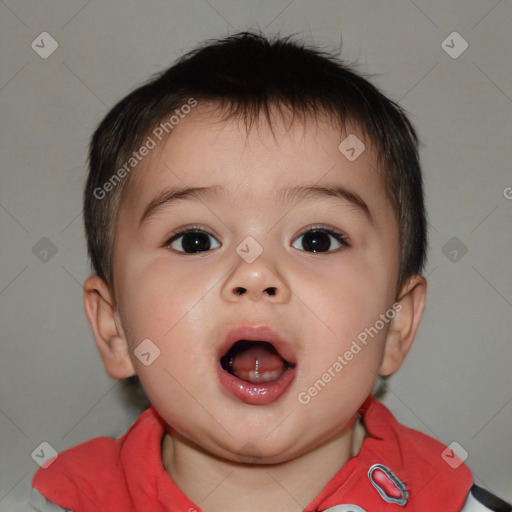 Neutral white child male with short  brown hair and brown eyes