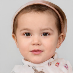 Neutral white child female with short  brown hair and brown eyes