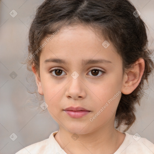 Neutral white child female with medium  brown hair and brown eyes