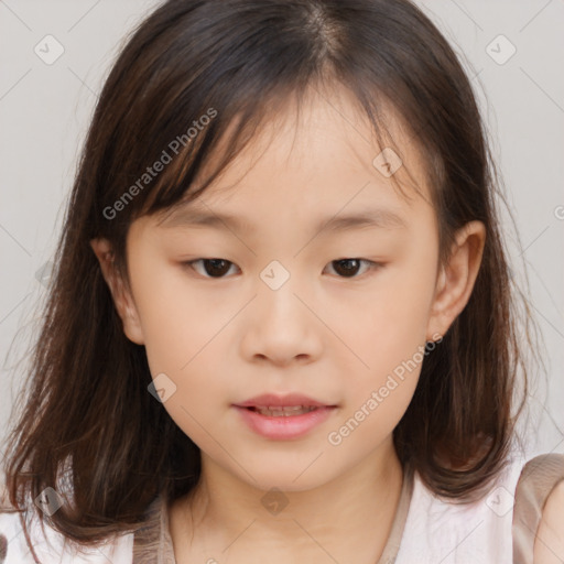 Neutral white child female with medium  brown hair and brown eyes