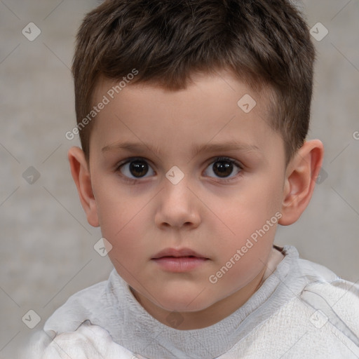 Neutral white child male with short  brown hair and brown eyes