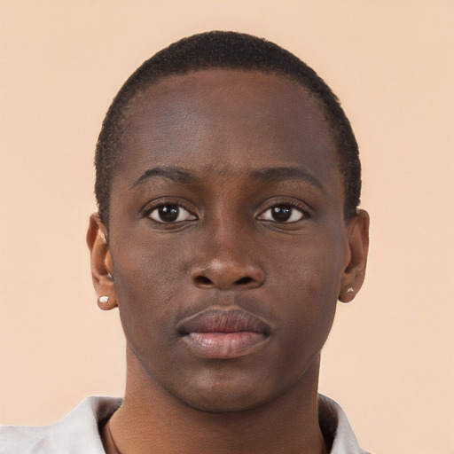 Neutral black young-adult male with short  brown hair and brown eyes