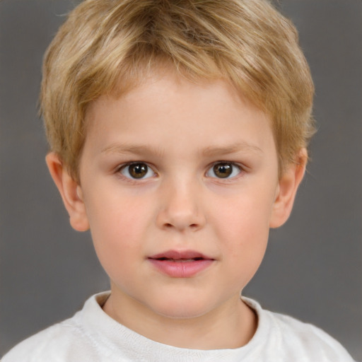 Neutral white child male with short  brown hair and brown eyes