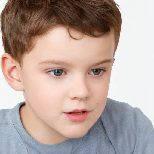 Neutral white child male with short  brown hair and brown eyes