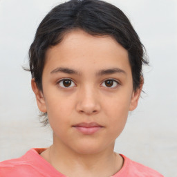 Neutral white child female with short  brown hair and brown eyes