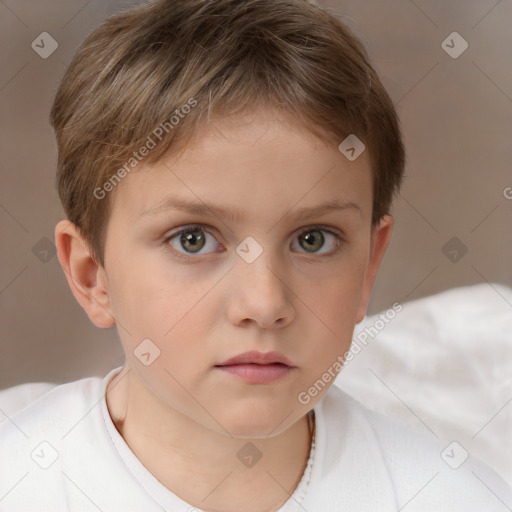 Neutral white child female with short  brown hair and brown eyes