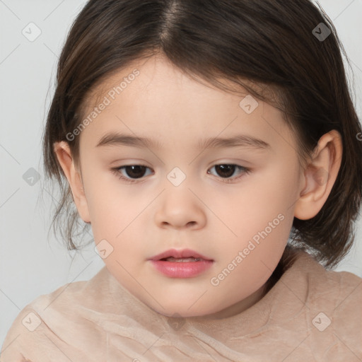 Neutral white child female with medium  brown hair and brown eyes