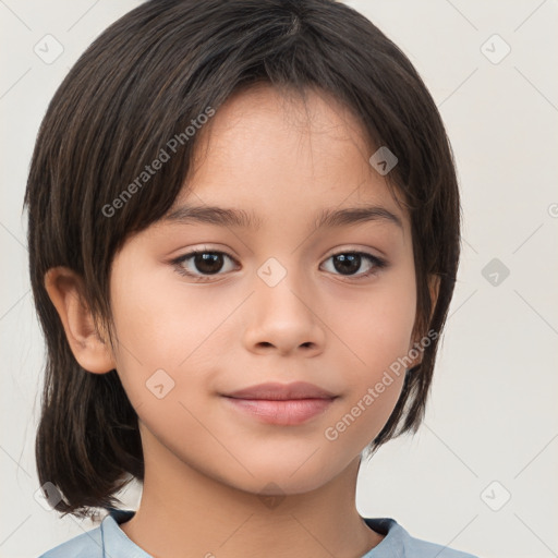 Neutral white child female with medium  brown hair and brown eyes