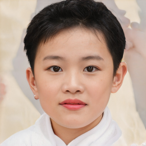 Neutral asian child female with short  brown hair and brown eyes