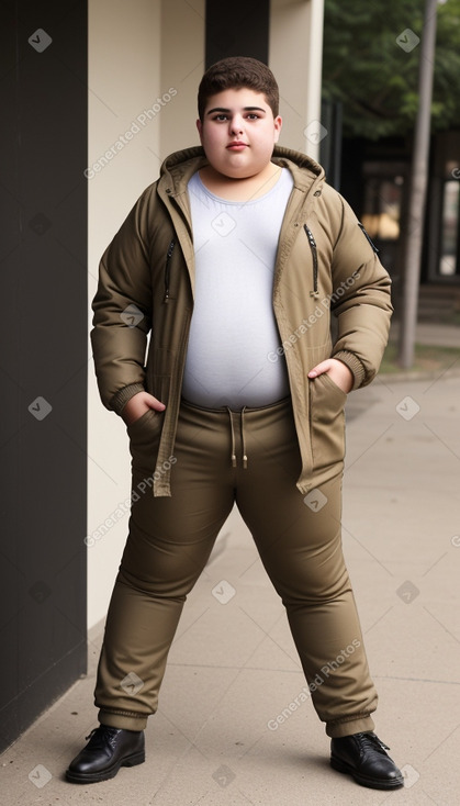 Lebanese teenager boy with  brown hair