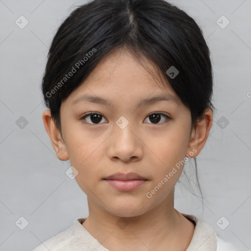 Neutral asian child female with medium  brown hair and brown eyes