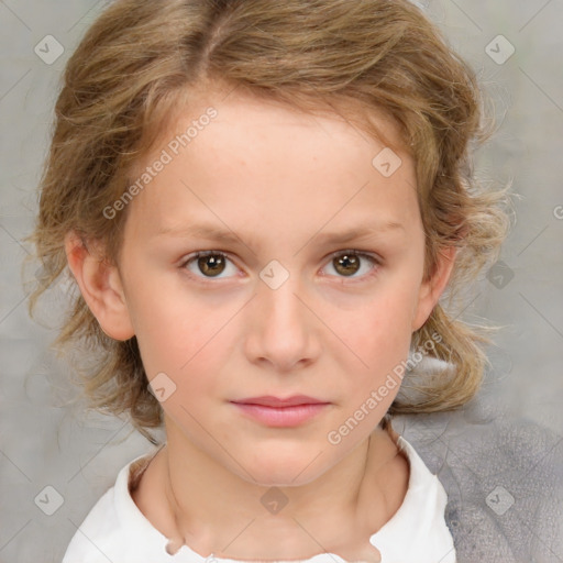 Neutral white child female with medium  brown hair and brown eyes