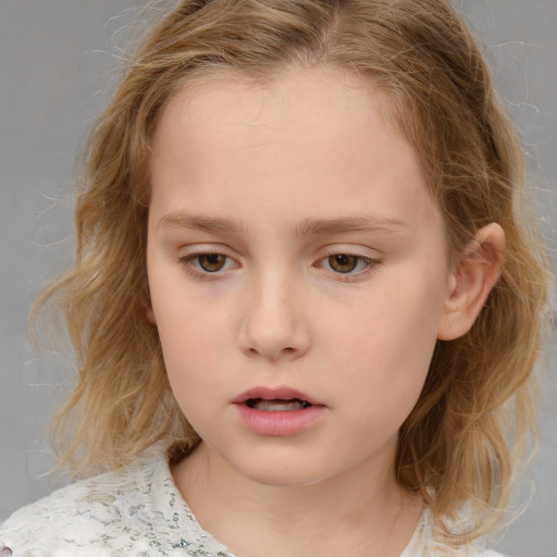 Neutral white child female with medium  brown hair and brown eyes