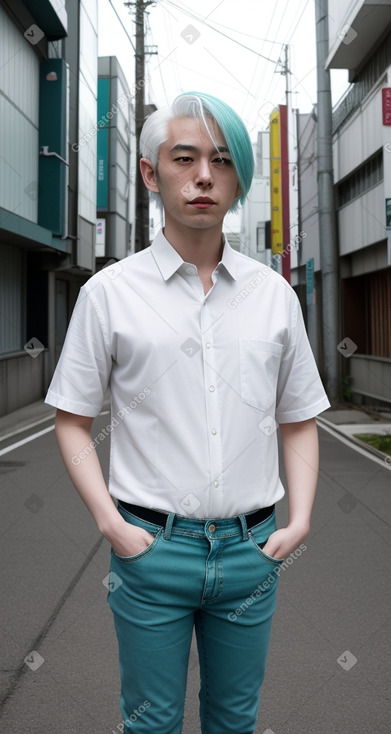 Japanese adult non-binary with  white hair