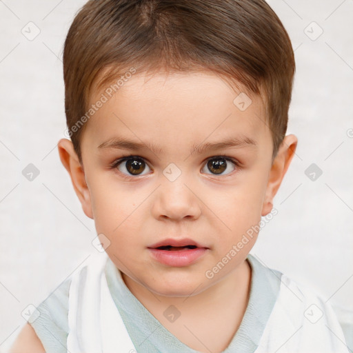 Neutral white child male with short  brown hair and brown eyes