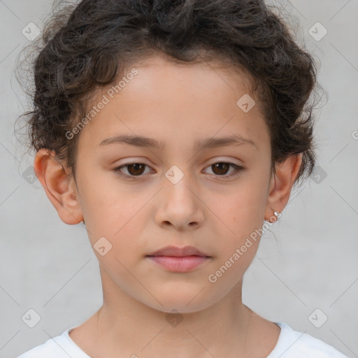 Neutral white child female with short  brown hair and brown eyes