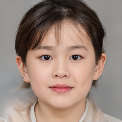 Neutral white child female with medium  brown hair and brown eyes
