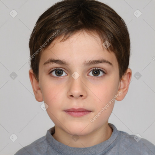 Neutral white child male with short  brown hair and brown eyes