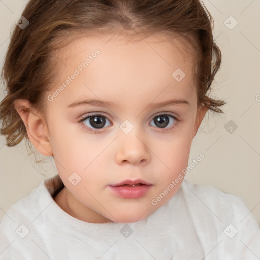 Neutral white child female with medium  brown hair and brown eyes