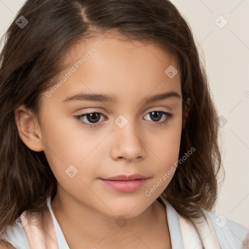 Neutral white child female with medium  brown hair and brown eyes