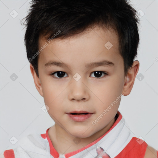 Neutral white child male with short  brown hair and brown eyes