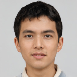 Neutral asian young-adult male with short  brown hair and brown eyes