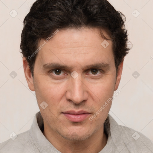 Neutral white adult male with short  brown hair and brown eyes