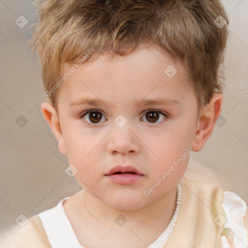 Neutral white child male with short  brown hair and brown eyes