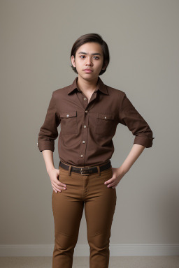 Indonesian young adult non-binary with  brown hair