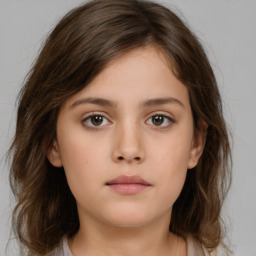 Neutral white child female with medium  brown hair and brown eyes