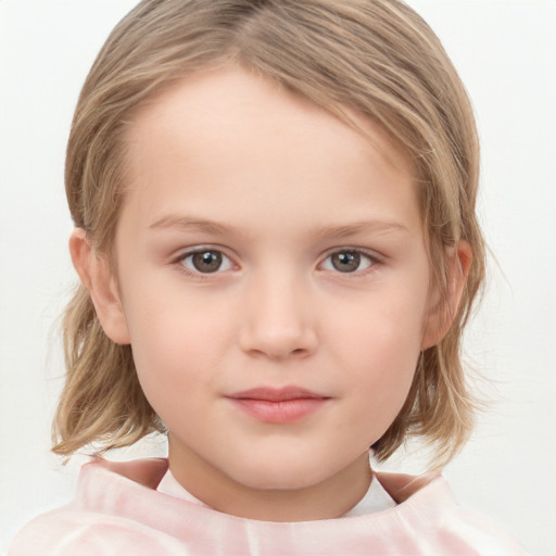 Neutral white child female with medium  brown hair and brown eyes